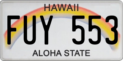 HI license plate FUY553
