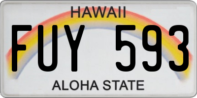 HI license plate FUY593