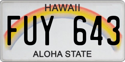 HI license plate FUY643