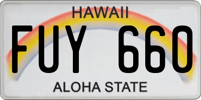 HI license plate FUY660