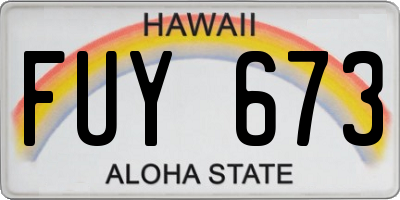 HI license plate FUY673