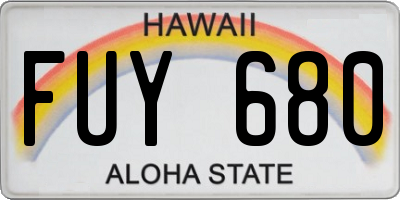 HI license plate FUY680