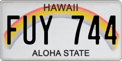 HI license plate FUY744