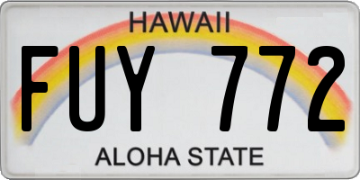 HI license plate FUY772