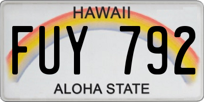 HI license plate FUY792
