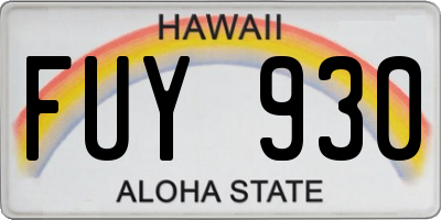 HI license plate FUY930