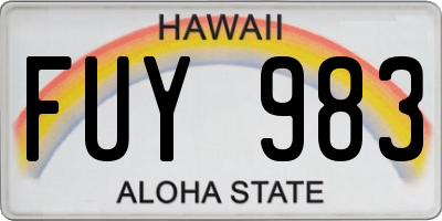 HI license plate FUY983