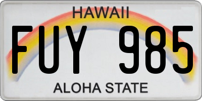 HI license plate FUY985