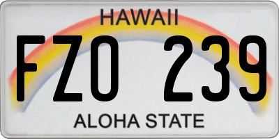 HI license plate FZO239