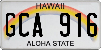 HI license plate GCA916