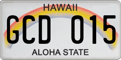 HI license plate GCD015