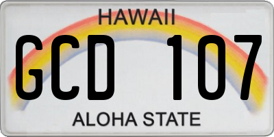 HI license plate GCD107
