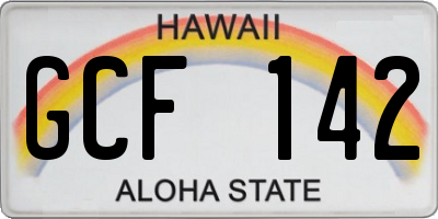 HI license plate GCF142