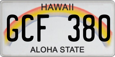 HI license plate GCF380