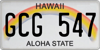 HI license plate GCG547