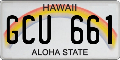 HI license plate GCU661