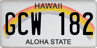 HI license plate GCW182