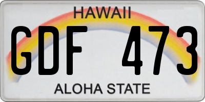 HI license plate GDF473