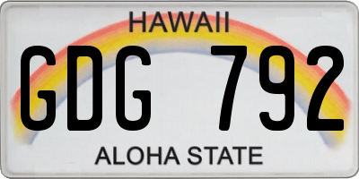 HI license plate GDG792