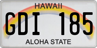 HI license plate GDI185