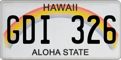HI license plate GDI326