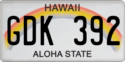HI license plate GDK392