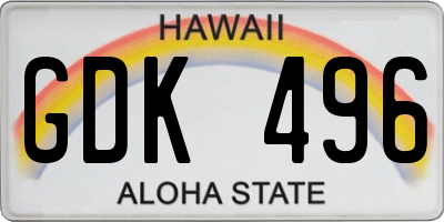HI license plate GDK496