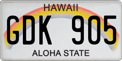 HI license plate GDK905