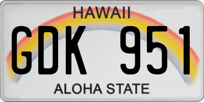 HI license plate GDK951