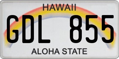 HI license plate GDL855
