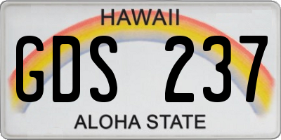 HI license plate GDS237