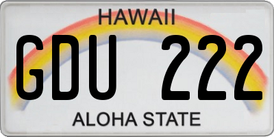 HI license plate GDU222