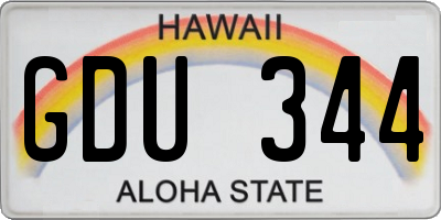 HI license plate GDU344