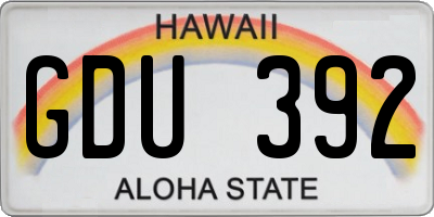 HI license plate GDU392