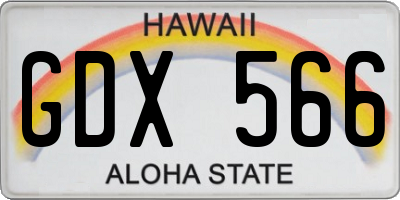 HI license plate GDX566