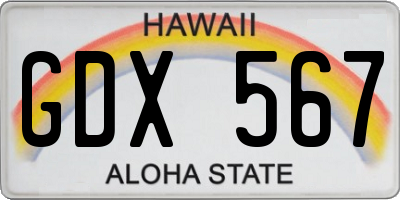 HI license plate GDX567