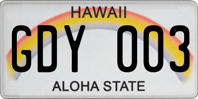 HI license plate GDY003