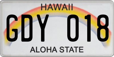 HI license plate GDY018
