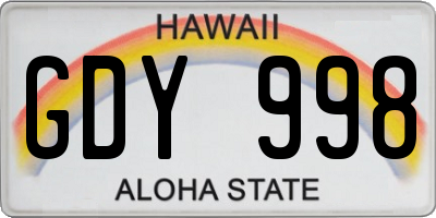 HI license plate GDY998