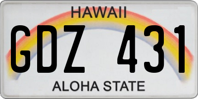 HI license plate GDZ431