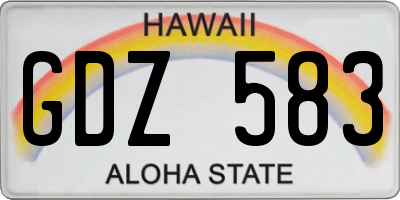 HI license plate GDZ583