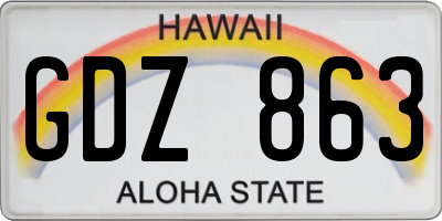 HI license plate GDZ863