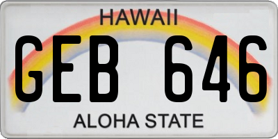 HI license plate GEB646
