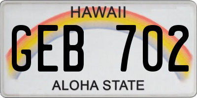 HI license plate GEB702