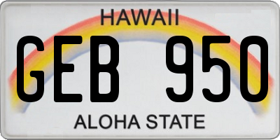 HI license plate GEB950