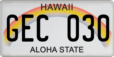 HI license plate GEC030