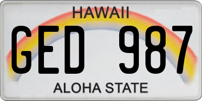 HI license plate GED987