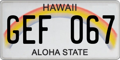 HI license plate GEF067