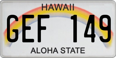 HI license plate GEF149