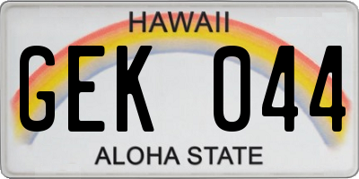 HI license plate GEK044